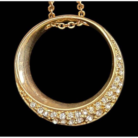 Robert Lee Morris RLM Soho Goldtone Ring Pendant with Crystals Necklace - Picture 1 of 6